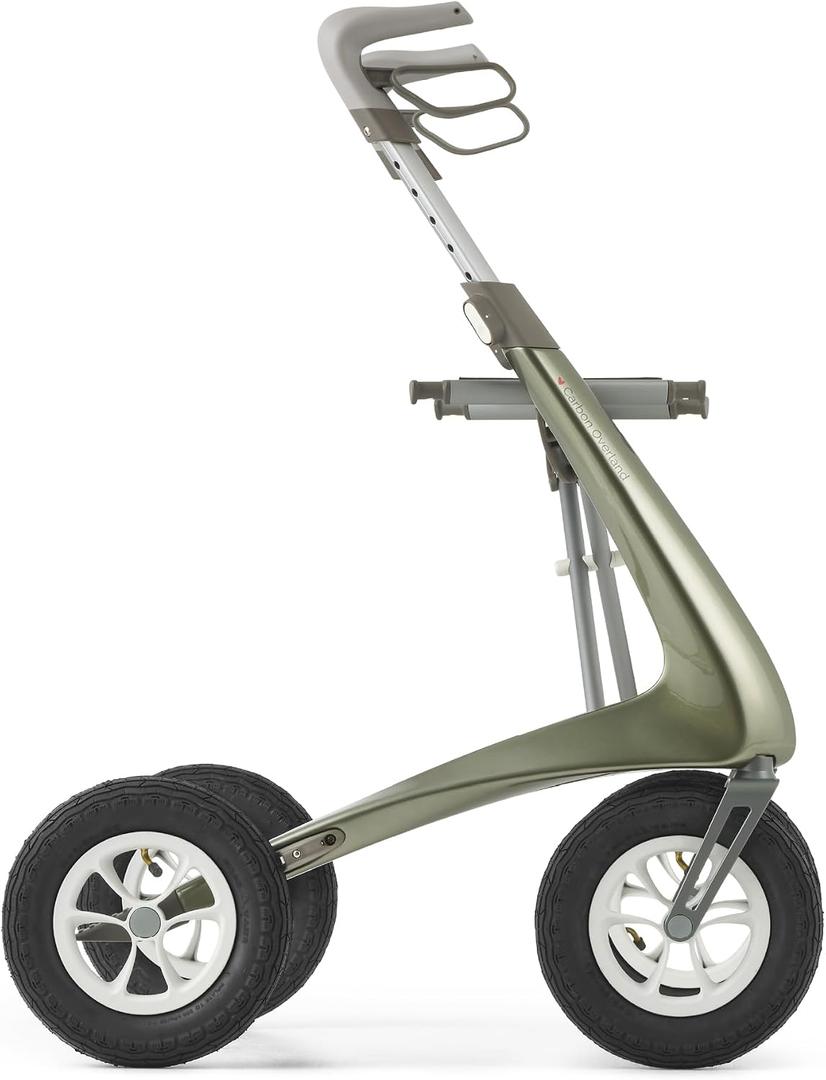 byACRE Carbon Overland/All Terrain Carbon rollator/Big Pneumatic Wheels/Lightweight at only 14.8 lbs/Foldable with seat