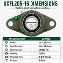 Donepart 2-Pack UCFL205-16 Pillow Block Flange Bearing, 1 Inch Bore, Chrome Steel Insert with Cast Iron Housing, 2-Bolt Self Aligning, Set Screw Locking, Pre-Lubricated with Grease Fitting