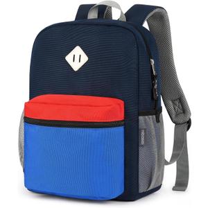 mibasies Kids Backpack for Boys 4-6: Boys Backpacks for Elementary Kindergarten (SMALL-15"H(Fit Folder), Navy Blue & Red Blue)