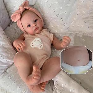 RXDOLL 18 Inch Lifelike Reborn Baby Dolls Similar Silicone Full Body Vinyl Girl Realistic Newborn Baby Dolls That Look Real Anatomically Correct Washable Toy Xmas Gifts (Pink Outfits- Meadow Girl)