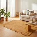GRUHUM Scalloped Jute Area Rug 5X8ft Natural Handwoven Farmhouse Rug Large