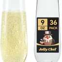 JOLLY CHEF 36 Pack Stemless Plastic Champagne Flutes 9 oz, Crystal Clear Stemless Plastic Toasting Glasses, Clear Disposable Unbreakable Drinkware Ideal for Wedding, Birthday, Party