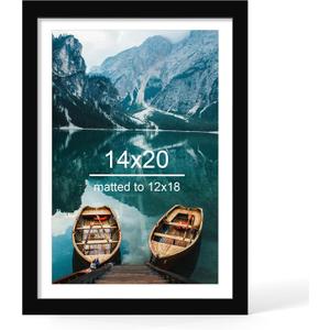 14x20 Picture Frame, Black Wood Style, Wall Mounting
Display Posters 12 x 18 with Mat or 14 x 20 without Mat, 1 Pack for Photos, Artwork; Fits Home, Office & Gallery Wall Decor