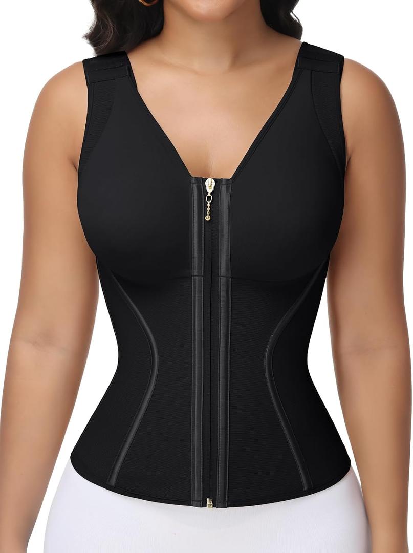 SHAPSHE Waist Trainer Corset for Women Tummy Control Workout Sport Girdle Hourglass Cincher Body Shaper Postpartum with Bra (Black, XXXL)