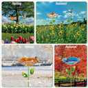 2 Pack Bird Baths for Outdoors, Colorful Metal Bird Bath for Outside, Hummingbird Bath with Five Stakes, Garden Flower Small Birdbath for Garden Decor, 31.3" H x 10.63" Dia (Blue,Yellow)