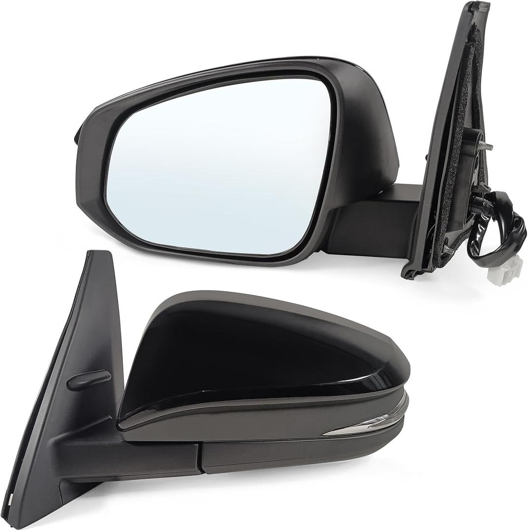 Paderson Left Driver Side Mirror Assembly Fits 2014-2024 Toyota 4Runner With Power Glass Heated Turn signal Puddle Light Manual Folding Match to Black Replace TO1320312 (9Pins)