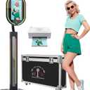 MWE Magic Mirror Photo Booth Touch Screen with Printer and 1200W Pixel 4K HD Camera,RGB Surround Light Music Sync,Mirror Video Booth with Software APP Remote Control (16in+Printer) (Black, 16in)