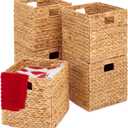 Best Choice Products 10.5x10.5in Hyacinth Baskets, Rustic Set Of 5 Multipurpose Collapsible Storage Organizer, Handwoven Laundry Totes for Bedroom, Living Room, Shelves - Natural