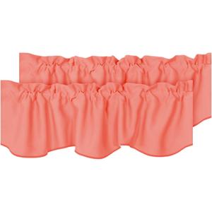H.VERSAILTEX 2 Panels Christmas Blackout Curtain Valances for Kitchen Windows/Living Room/Bathroom Privacy Protection Rod Pocket Decoration Scalloped Window Valance Curtains, 52" W x 18" L, Coral
