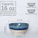 Bosmarlin Small Ceramic Dessert Bowls, 16 Oz, Set of 6, Dishwasher and Microwave Safe, For Cereal, Ice Cream, Soup, Salad, Rice (Deep blue, 16 Oz)