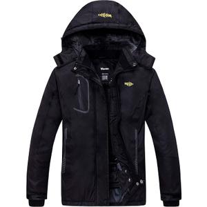 wantdo Women's Mountain Waterproof Ski Jacket Windproof Rain Jacket Winter Warm Hooded Coat (Medium, Black)