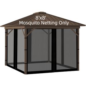 Replacement Gazebo Mosquito Netting 8' x 8',Universal Netting for Canopy Tent,4-Panel with Zipper for Outdoor Patio,Backyard (Mosquito Net Only,Black)