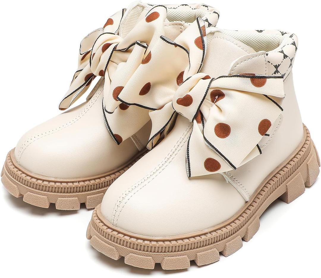 Komfyea Boys And Girls Lace Up Zipper Outdoor Ankle Boots(Toddler/Little Kids) (White31)