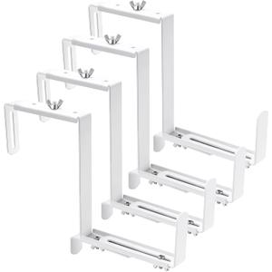 VIVIKEN Adjustable Planter Box Bracket, Flower Box Holder Brackets for Deck Railing, Window Box Hanging Brackets for Patio Garden Fence Pergola Balcony Supporting Heavy Planters-4 Pack