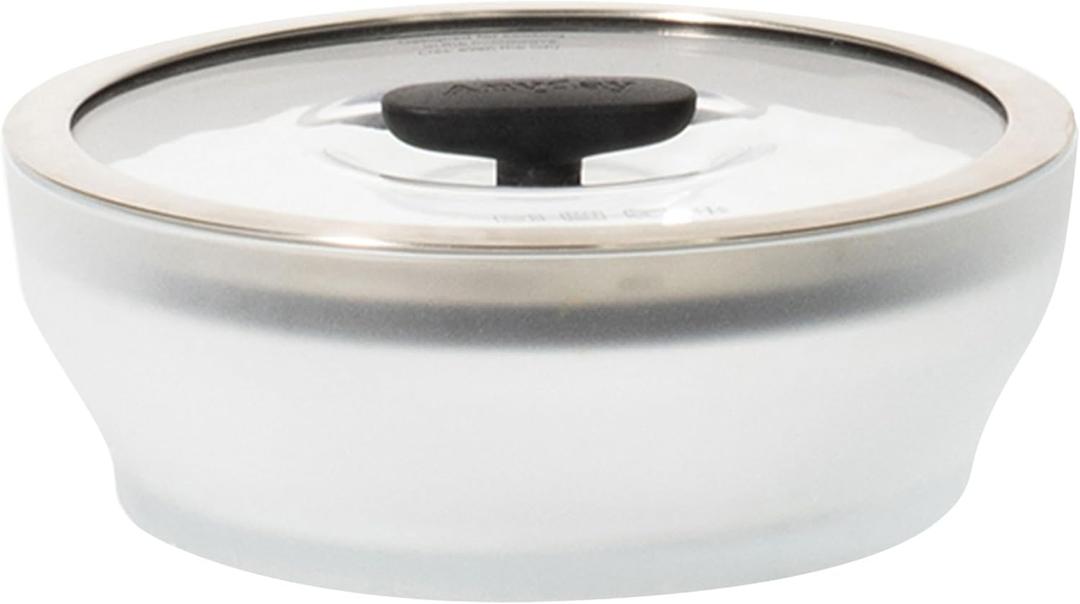 Anyday 4-Cup Microwave Cookware & Glass Container with Glass Lid, Plastic-Free Shallow Food Storage | Stackable Airtight Steamer with Vented Lid for Microwave-Safe Reheating, Steaming Vegetables (Frosted - Black Sesame)
