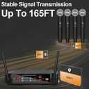 Depusheng DX4 Wireless Microphone, Professional 4 Channels Karaoke Handheld System for Home Karaoke, Meeting, Party, Church, DJ, Wedding, Home KTV Set