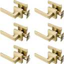 6 Pack Gold Door Handles, Interior Door Knobs Door Lever for Bath & Bedroom (Satin Brass)