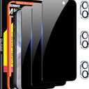 Milomdoi 3 Pack Privacy Screen Protector for iPhone 17 [Phone Case Friendly] Accessories Private Film, 3 Pacs Tempered Glass Camera Lens Protector, with Mounting Frame for Apple Anti Spy,Black