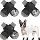 SCENEREAL 6Pcs Anti Slip Dog Socks to Prevent Licking Paws for Hot/Cold Pavement, Dog Grippy Socks for Hardwood Floors, Dog Shoes for Boots & Paw Protectors for Puppy Senior Dogs S(Pack of 4+2), Black Pearl Paw)