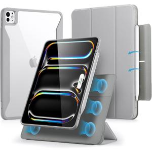 ESR for iPad Pro 11 Inch Case (M5/M4) 2025/2024, Removable Magnetic Cover, Vertical Stand, Fully Supports Pencil Pro and Pencil (USB-C), Rebound 360 Series, Grey