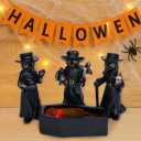4Pcs Halloween Plague Doctor Figurine with Light-Up Skeleton in Coffin  Mini Gothic Resin Halloween Decorations for Tabletop, Mantel, Indoor Display Gifts for Indoor Home Decor