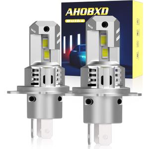 H4 Light Bulbs Super Bright Upgraded 900% 55000LM Brightness 6500K White H4/9003 Light Bulbs 1:1 Halogen Size Cooling Fan Plug and Play Fog Light Direct Fit Pack of 2