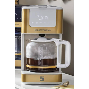West Bend Drip Coffee Maker Brews Hot or Iced, Programmable with Brew Strength Selector Auto Shut-Off and 6 Functions Permanent Mesh Filter and Glass Carafe, 12-Cup West Bend Drip Coffee Maker Brews Hot or Iced, Programmable with Brew Strength Selector Auto Shut-Off and 6 Functions Permanent Mesh Filter and Glass Carafe, 12-Cup