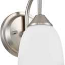 Traditional 1-Light Indoor Wall Sconce with Frosted Glass Bathroom Bedroom Hallway, 9.6" H x 5.5" W, Brushed Nickel