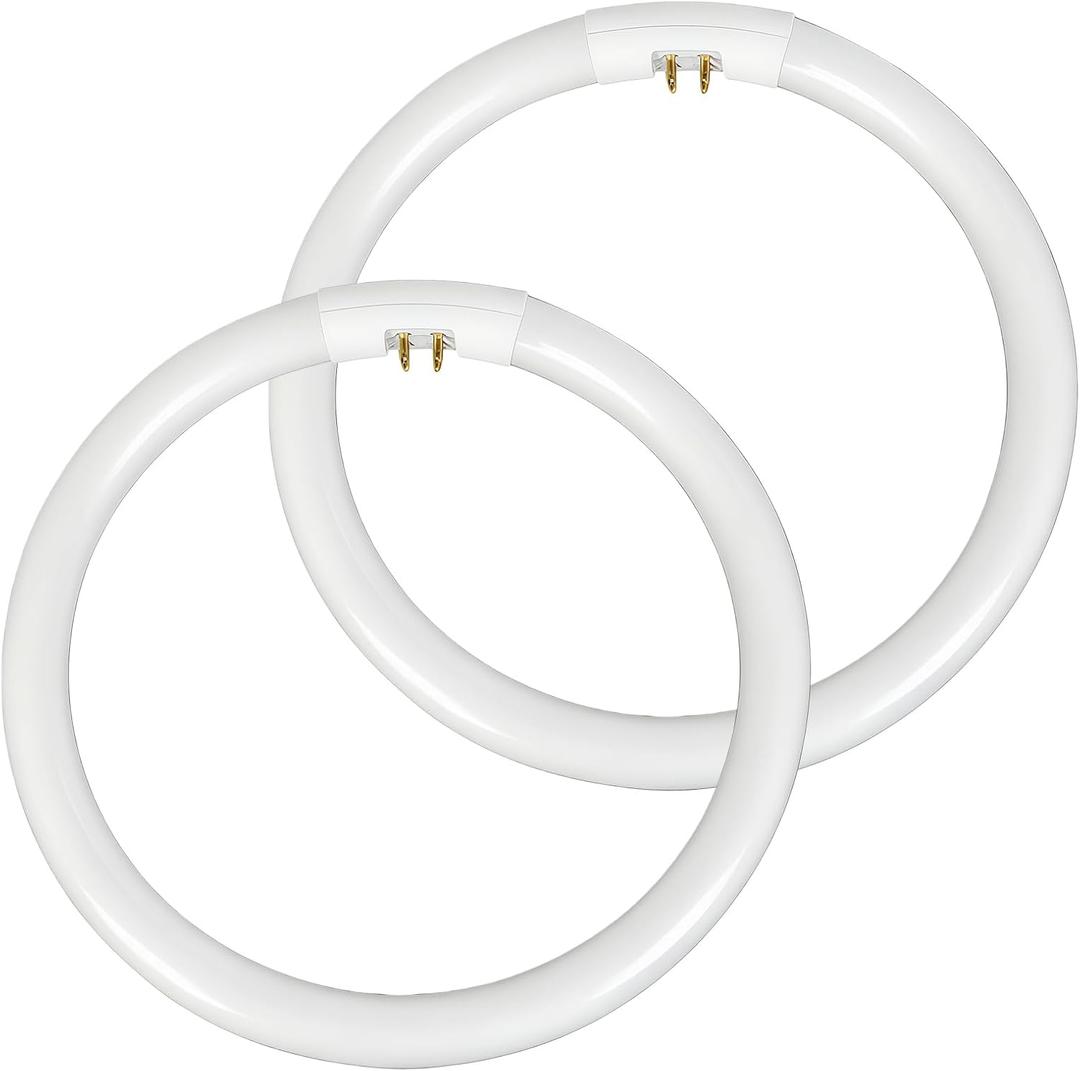 2-Pack 22W T5 Circular Bulb Compatible with Floxite, Zadro and Rialto Vanity Mirrors, 7.25 Inch Round Fluorescent Tube with G10Q-4 Base, 6500K Daylight