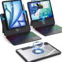 Blosomeet Clear Keyboard Case for iPad Air 13 Inch (M4 2026/M3 2025/M2 2024) & iPad Pro 12.9 inch (3/4/5/6th Gen), Detachable Magnetic Cover w/Pen Holder, Native Trackpad & Adjustable Stand, Black