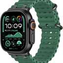 Ocean Sport Bands Compatible with Apple Watch Ultra 2/Ultra Band 49mm 46mm 45mm 44mm 42mm for Men Women, Metal Connector with Breathable Silicone Waterproof Strap for iWatch Series 10 9 8 7 SE 6 5 4 3 (Green/Black)
