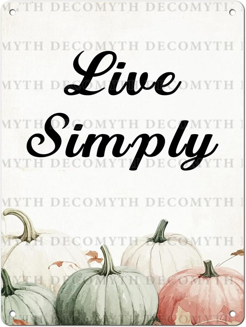Rustic Fall Metal Tin Sign Vintage Live Simply Pumpkins Autumn Wall Art Thanksgiving Farmhouse Retro Decor 12 * 16inch