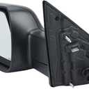 Left Driver Side Mirror Compatible with Ram 1500 2019-2025 Power Folding/Temperature Sensor/Heated/with Turn Signal/Puddle Light/Power Glass Texture Black (14 pins)