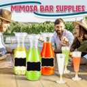 Didaey 74 Pcs Mimosa Bar Supplies 34 oz Plastic Carafe with Lids Drink Juice Carafe with Champagne Flutes Plastic Water Pitcher for Mimosa Bar with Wooden Chalkboard Tags Straws(Gold)