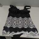 American Trends Bathing Suits Tummy Control Womens Mesh Swimdress One Piece Swimsuits for Women Athletic Swimwear (14-16, Black-white Swimdress)