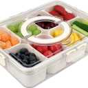 Snackle Box Container, 8 Compartments Divided Serving Tray with Lid and Handle, Portable Snack Box Containers for Veggie Tray Charcuterie Boxes Fruit Storage Candy Organizer (8 Compartments) (11.4"x8.3"x2.8"- 8 Compartments)