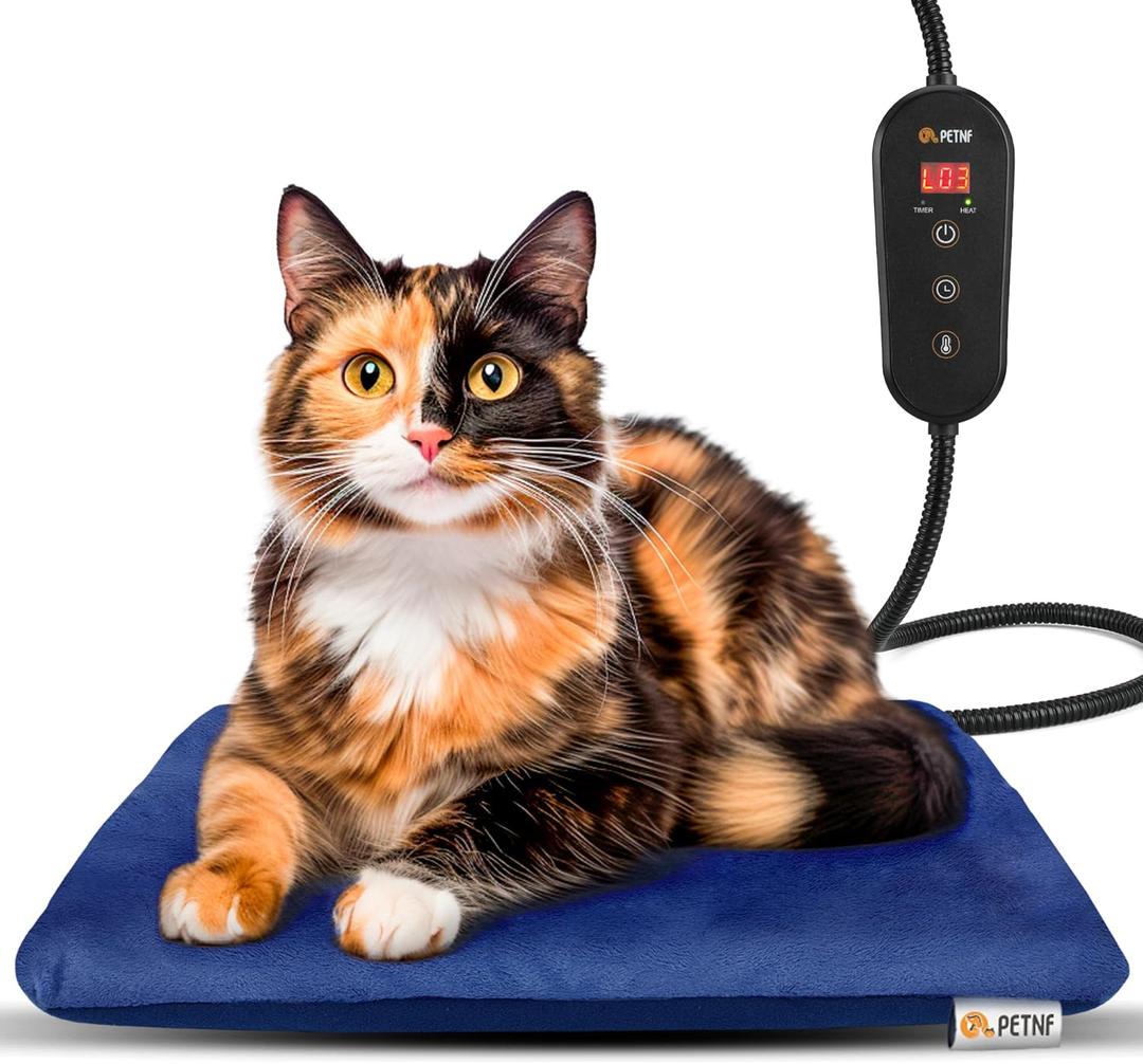Outdoor Pet Heating Pad for Cats Dogs,Upgraded Electric Cat Dog Heating Pad 6 Levels Adjustable Temperature Dog Cat Heated Pad Mat with Timer,Waterproof Heated Cat Dog Bed Mat with Chew Resistant Cord (L: 28'' x 16'', NavyBlue)