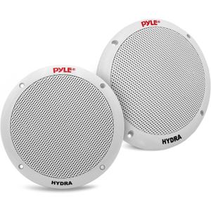 Pyle 6.5 Inch Dual Marine Speakers - 2 Way Waterproof and Weather Resistant Outdoor Stereo Sound System with 400 Watt Power, Polypropylene Cone and Butyl Rubber Surround - 1 Pair - PLMR605W(White)