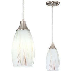Mini Milk Glass Pendant Lights,Handcrafted Art Glass Pendant Hanging Light fixtures with Brushed Nickel Finish Adjustable Cord Glass Pendant Light Shade for Kitchen Island,Hallway,Dining Room