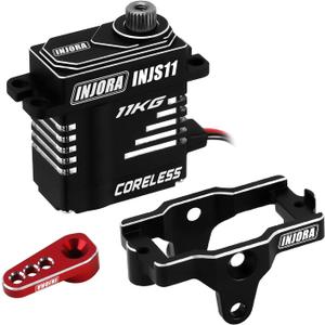 INJORA Coreless High Torque Micro Servo with Mount and Servo Horn for TRX4M TRX4MT 1/18 RC Crawler Upgrade Parts(Red)