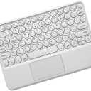 Thanice Wireless Keyboard with Touchpad, Ultra-Slim Portable Rechargeable Bluetooth Keyboard, Ipad & Android Windows Device Compatible (White)