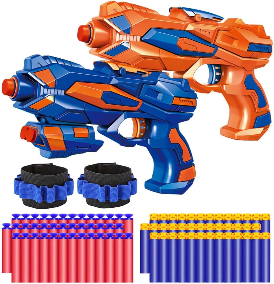POKONBOY 2 Pack Blaster Guns Toy Guns for Boys with 60 Pack Refill Soft Foam Darts for Kids Birthday Gifts Party Supplies Hand Gun Toys for 6+ Year Old Boys