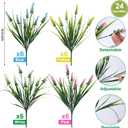24 Bundles Artificial Lavender Flowers Outdoor UV Resistant, 4 Colors | Faux Plants in Light Blue, White, Pink, Yellow, Realistic Fake Outdoor Flowers for Garden Porch Window Box Decor