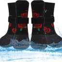 PUPTECK Dog Shoes for Hot Pavement Small Medium Large Size Dogs, Booties and Paw Protectors for Hardwood Floors, Grippy Socks to Prevent Licking Rubber Rain Hiking Boots for Senior Anti Slip (Black(Rose) Large)