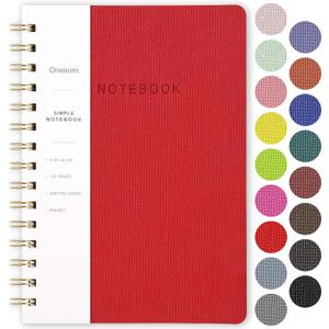 Spiral Notebook-5.75" x 8.125" College Ruled Journal with Inner Pockets and 160 Pages,PU Leather Cover Business Journal, Twin-Wire Binding Notebook Perfect for Office & Home School Supplies Dark Red