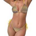 Sexy Bikini Sets for Women 2 Piece String Zigzag Striped Pattern Triangle Bikinis Swimsuits Women's Bathing Suits, S