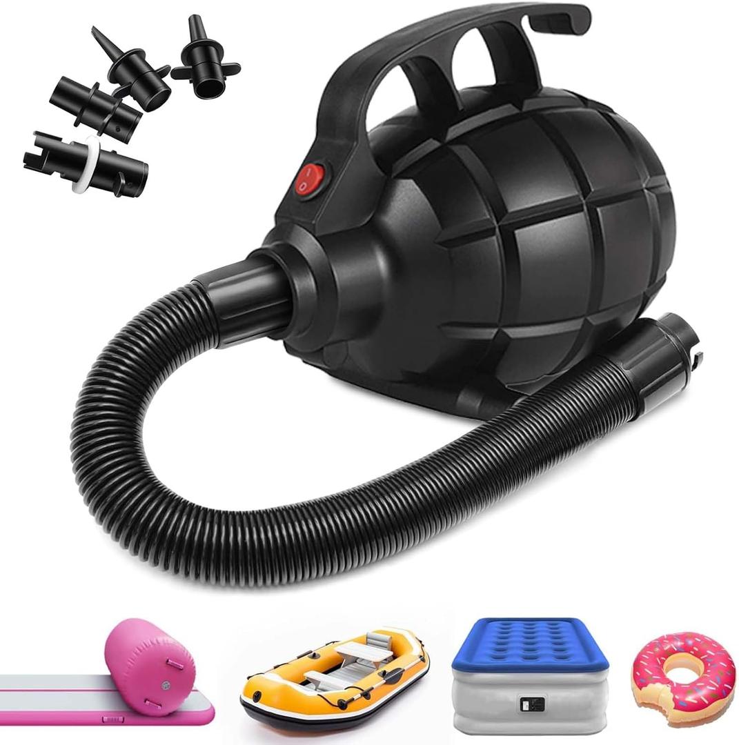 Electric Air Pump for Inflatable Tumbling Track Mat with 4 Nozzles, AC 110-120V Quick-Fill Inflator, Air Pump for Gymnastics/Flooring/Tumbling/Yoga/Taekwondo/Exercise Gym Fitness Mat