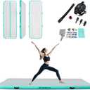 Air Gymnastics Mat Inflatable & Tumbling Mat 4/8 Inches Thick with Electric Pump + Free Foot Pump Ideal for Home, Gym, Water, and Beach Use