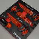 TOMMARS Hex Key Set Magnetic Ball End S2 Steel With T-Handle Hex Key Allen Wrench Set SAE(1/16"-3/8") Metric(1.5mm-10mm) TORX(T10-T50)