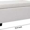 CangLong Upholstered Storage Ottoman and Entryway Bench for Living Room, Set of 1,White, 17.7"D x 35.4"W x 16.5"H